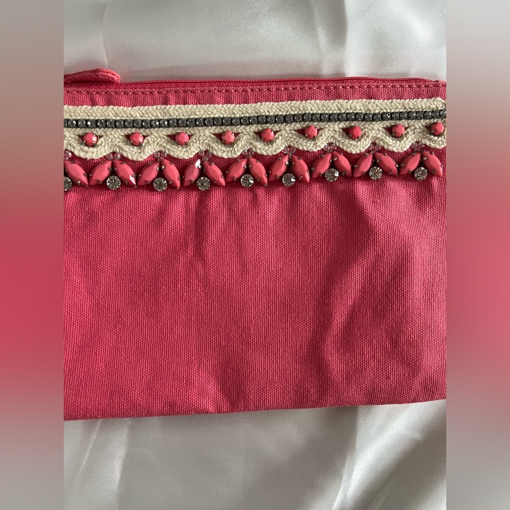 NWT LOFT Pink Clutch Bag with Beading - Picture 3 of 6